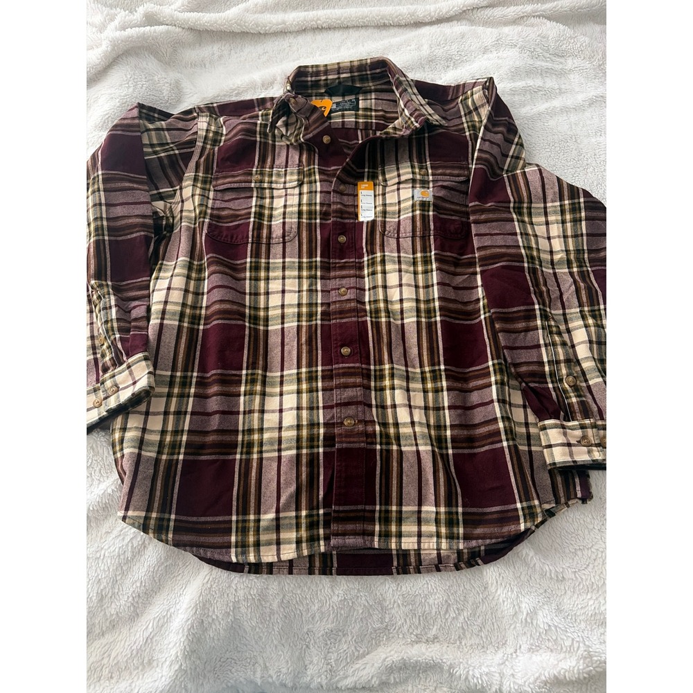 Carhartt Mens Loose Fit Heavyweight Flannel Plaid Shirt Port TW4451-M Large NWT